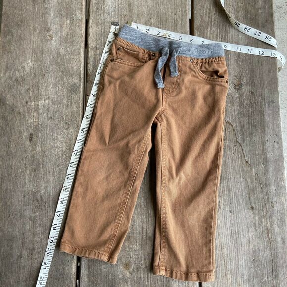 Cat & Jack Boys Jeans Size 2T Skinny Straight Elastic Waist Pull On Brown - Picture 6 of 7